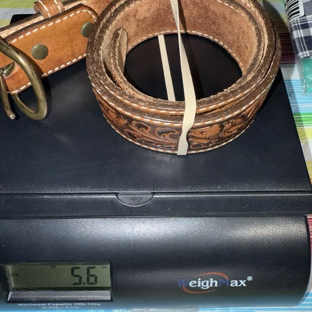 Vintage Leather Men’s Belt Tooled Horse Design Sz 36